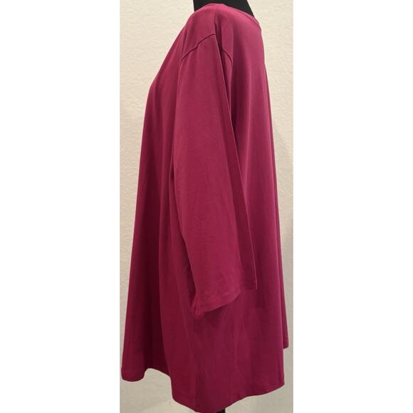 Woman Within Women’s Magenta 3/4 Sleeve Tunic Top Size 3X - Picture 2 of 4
